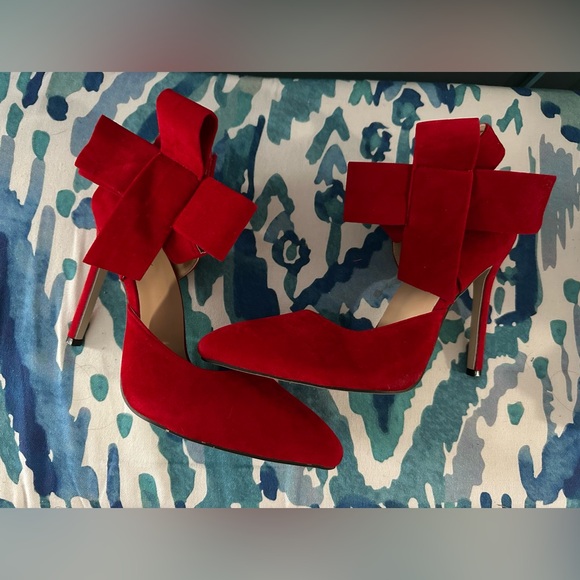 MMJULY Z&L Fashion Women's Pointy Toe High Heel Red Stiletto Big Bow Dress Pumps - Picture 1 of 9